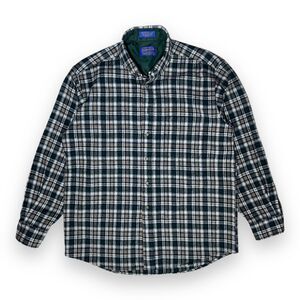 Pendleton Mens Wool Plaid Shirt Sz Large 23 x 31" USA Virgin Wool 80s Vintage